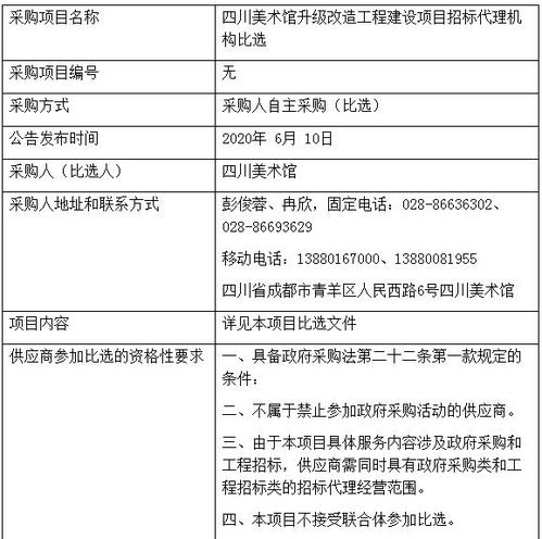 四川美術館升級改造工程建設項目招標代理機構比選公告